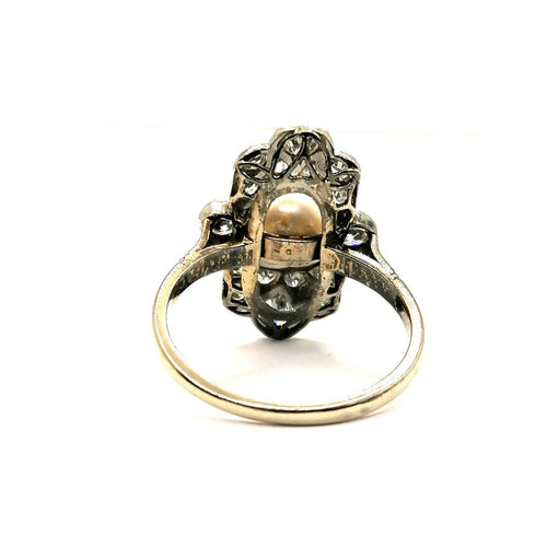 Bague Bague Art Déco diamants et perle fine 58 Facettes 3730