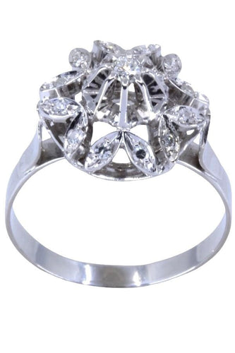 Bague 60 Bague en or blanc, diamants, fleur 58 Facettes 062821