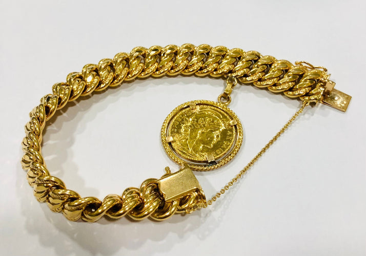 Bracelet Bracelet pièce vintage maille américaine or jaune 58 Facettes