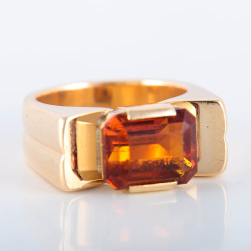 Bague 48 Bague tank Art Déco citrine de Madère 58 Facettes