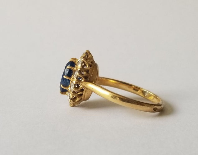 Bague 52 Bague Pompadour Or jaune Saphir Diamants 58 Facettes