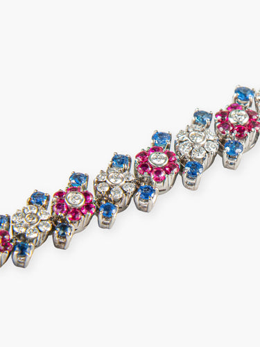 Bracelet Bracelet Fleurs diamants, Saphirs et Rubis 58 Facettes