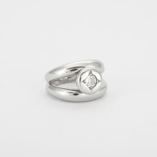 Bague 53 Solitaire or gris, diamants 58 Facettes HS20351