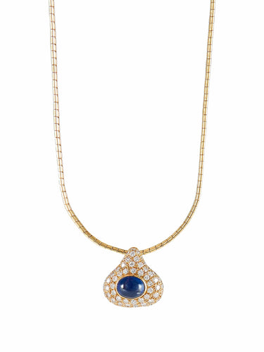 Collier Pendentif sur chaîne Saphir et Diamants 58 Facettes