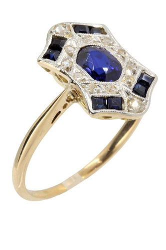 Bague BAGUE ART-DÉCO SAPHIRS ET DIAMANTS 58 Facettes 042001