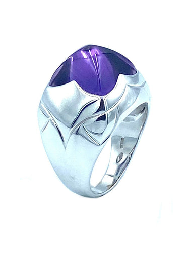 Bague BVLGARI. Bague "Pyramide" en or blanc et améthyste 58 Facettes