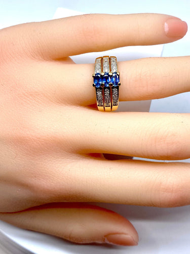 Bague Bague jonc 3 saphirs diamants 58 Facettes AB 154