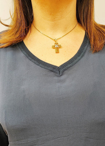 Pendentif Croix ajourée or blanc et diamants 58 Facettes RA-584.1