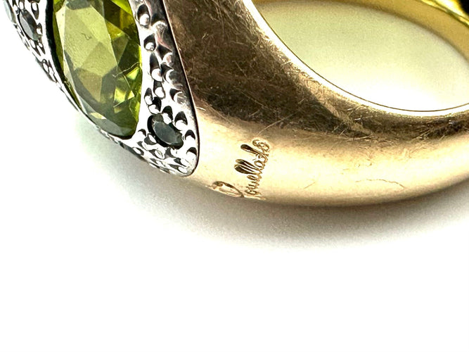 Bague 51 POMELLATO. Collection Tabou, bague or et argent ornée de péridots 58 Facettes