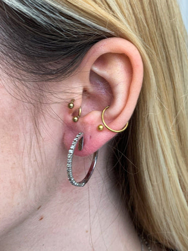 Boucles d'oreilles Créoles Or Blanc, Pavage diamants 58 Facettes