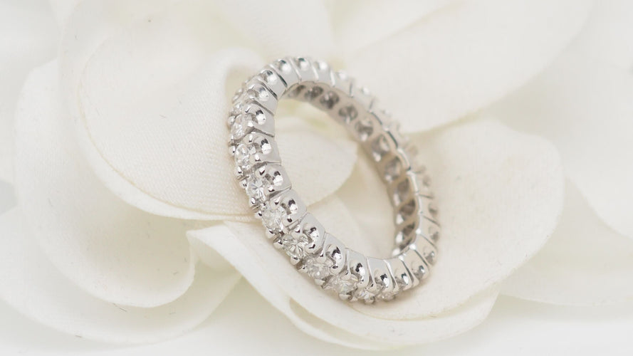 Bague 54 Alliance tour complet en or blanc et diamants 1,20ct 58 Facettes 32490