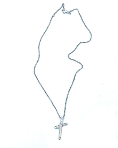 Pendentif PIAGET - Pendentif Croix or blanc diamants 58 Facettes