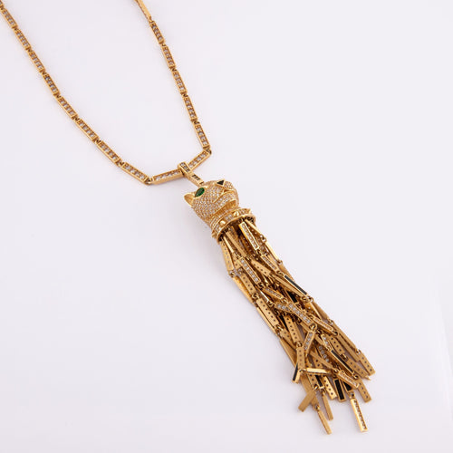 Collier Collier pendentif, or jaune tête de panthère 58 Facettes