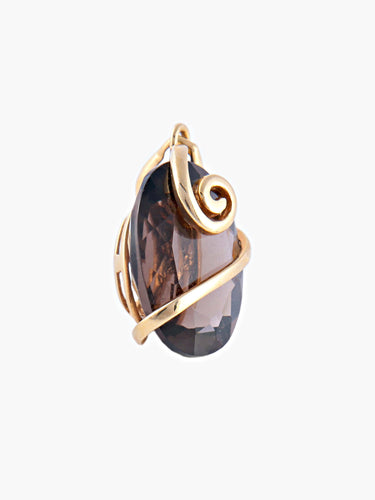 Pendentif Pendentif Or Jaune Quartz Fumé 58 Facettes
