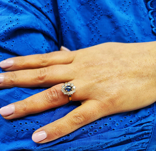 Bague 53-54 Bague saphir et diamant or jaune 58 Facettes FA-4