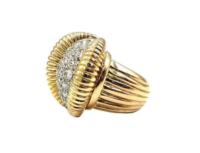 Bague Bague Rétro 1950 or jaune, platine et diamants 58 Facettes