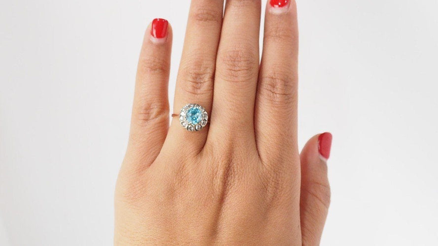 Bague 54 Bague Topaze Bleue & Roses 58 Facettes 32028