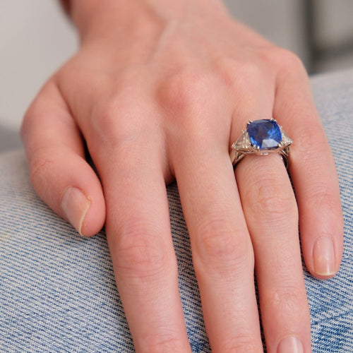 Bague 50 Bague Saphir Ceylan Diamants Or blanc 58 Facettes 1