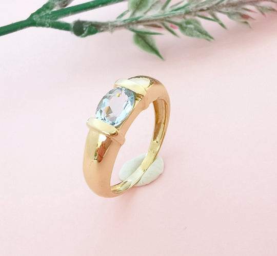 Bague 56 Bague Jonc Topaze bleue 58 Facettes AA 1589