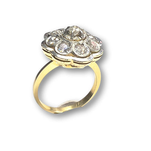 Bague Bague design Art Déco de la période 1930-1935 en or 18 kt avec diamants 58 Facettes Q754A