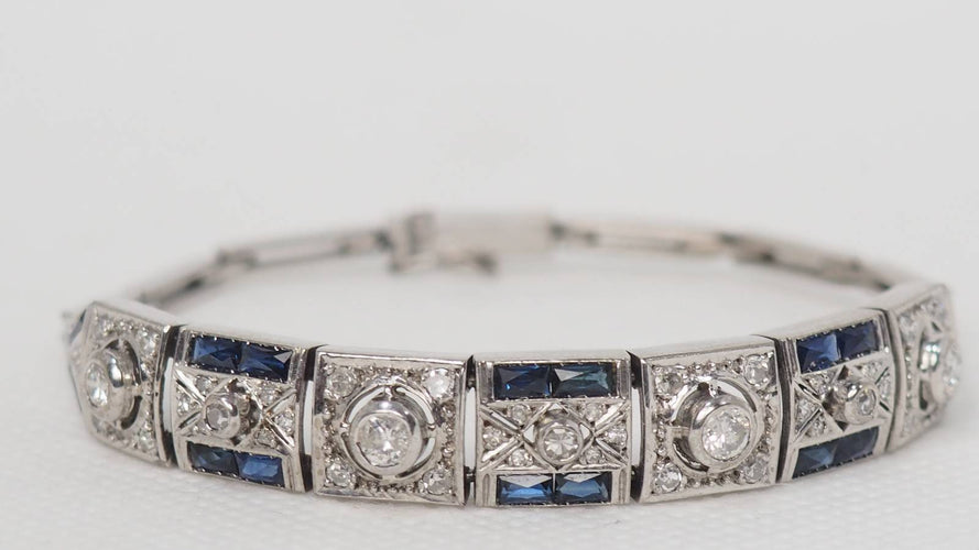Bracelet Bracelet Art Déco or blanc, saphirs et diamants 58 Facettes 30695