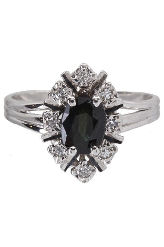 Bague BAGUE SAPHIR ENTOURAGE DIAMANT ANNÉES 50' 58 Facettes 038741