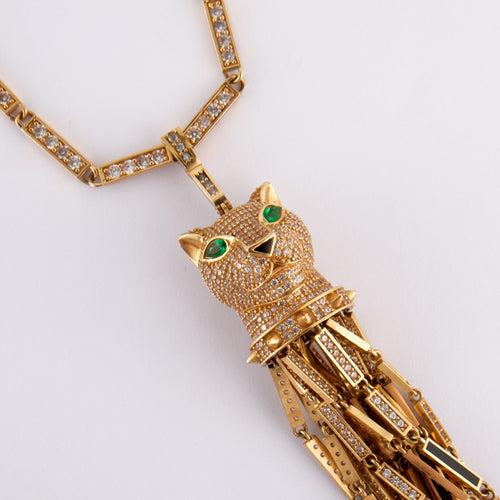 Collier Collier pendentif, or jaune tête de panthère 58 Facettes