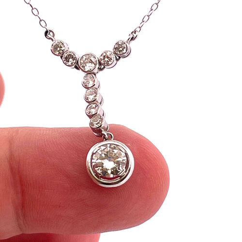 Collier Collier ancien en platine et diamants 58 Facettes