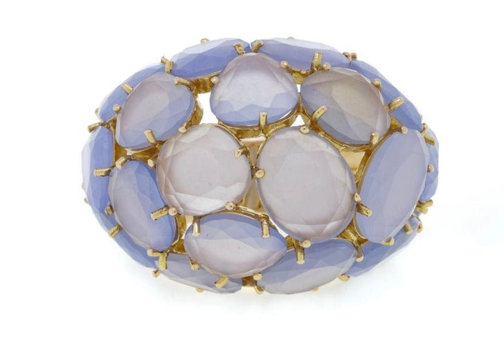 Bague 54 POMELLATO. Collection Capri, bague or rose 18K et calcédoines 58 Facettes