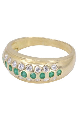 Bague Bague jonc Or jaune Emeraude Diamant 58 Facettes 078101