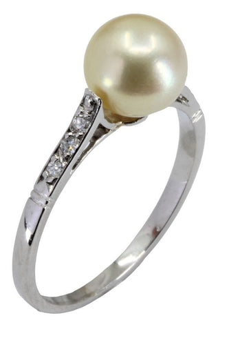 Bague 53 BAGUE PERLE ET DIAMANTS 58 Facettes 047891