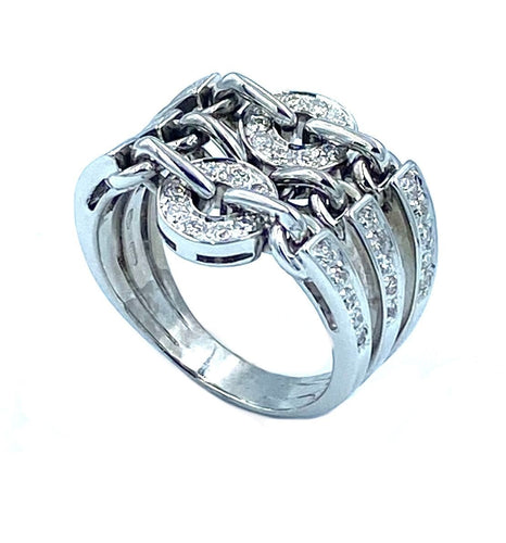 Bague BVLGARI. Collection Astrale, bague or blanc et diamants 58 Facettes