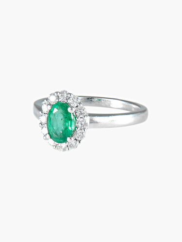 Bague 52 Bague Marguerite Emeraude et diamants 58 Facettes