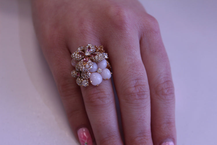 Bague CHAUMET - Bague Hortensia Or rose Diamants Opale Tourmalines Saphirs 58 Facettes 082477