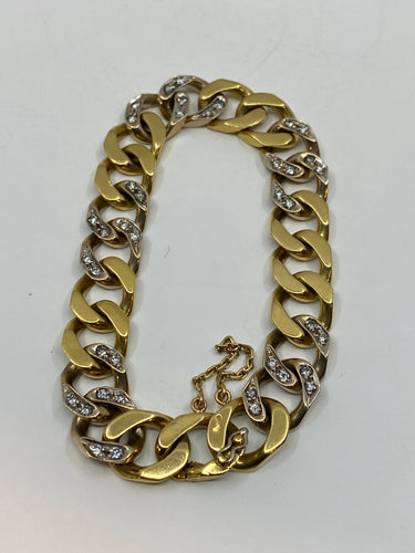 Bracelet Bracelet CARTIER en or jaune maillons gourmette sertis de diamants 58 Facettes