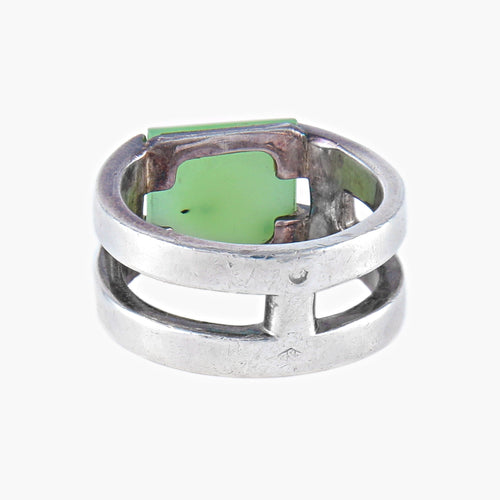 Bague Bague Hermès Argent Pierre verte 58 Facettes