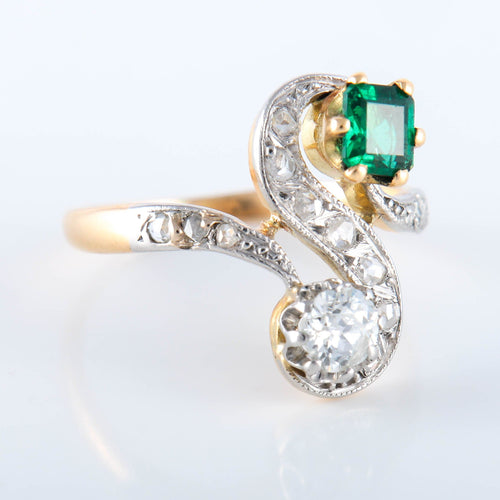 Bague Bague Toi & Moi émeraude diamant 58 Facettes 2845