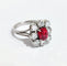 Bague 54 Bague or blanc marguerite rubis et diamants 58 Facettes 1-171/1