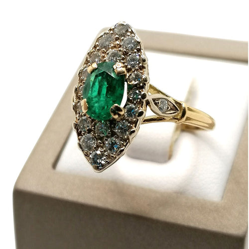 Bague Bague Marquise émeraude et diamants 58 Facettes 2061