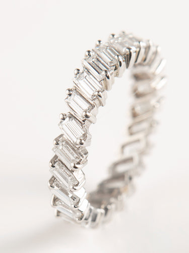 Bague 51 Alliance en platine et diamants taille baguette 58 Facettes