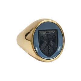 Bague 52 Chevalière armoriée or jaune 58 Facettes 1-1166/2