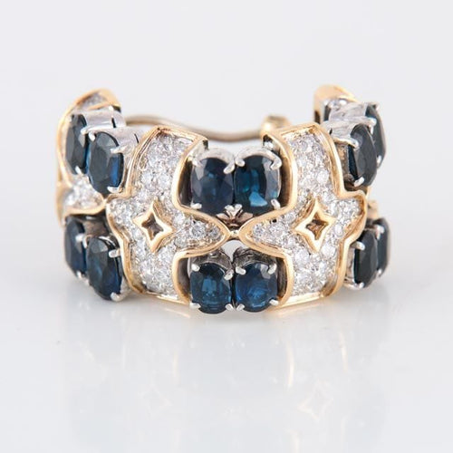 Boucles d'oreilles Repossi - Clips d'oreilles Saphirs Diamants 58 Facettes