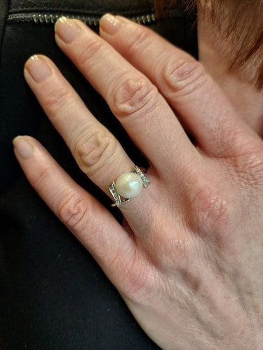 Bague BAGUE PERLE ET DIAMANTS 58 Facettes 076141