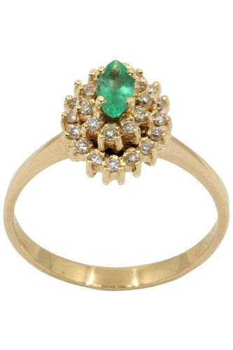 Bague BAGUE MARQUISE ÉMERAUDE ET DIAMANTS 58 Facettes 046811
