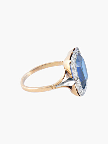 Bague Bague Art Déco 2 Ors Saphir Diamants 58 Facettes