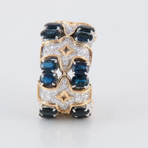 Boucles d'oreilles Repossi - Clips d'oreilles Saphirs Diamants 58 Facettes