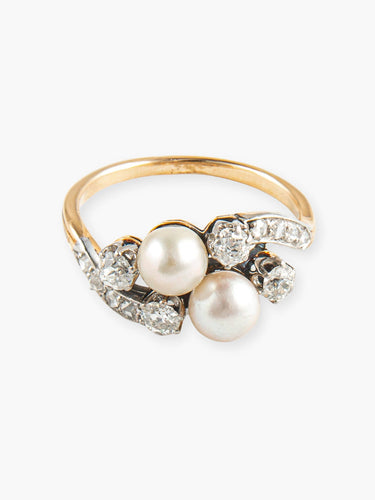 Bague 53 Bague Toi & Moi Perles et Diamants 58 Facettes