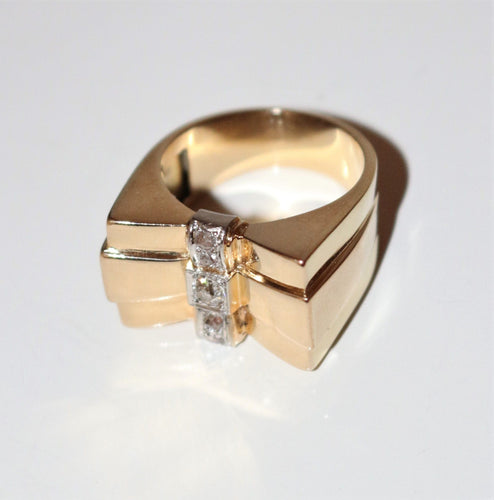 Bague 54 Bague Tank Or Jaune Diamants modèle Noeud 58 Facettes 487