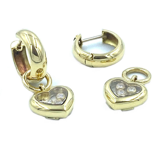 Boucles d'oreilles CHOPARD. Créoles Happy Diamonds or jaune et diamants 58 Facettes
