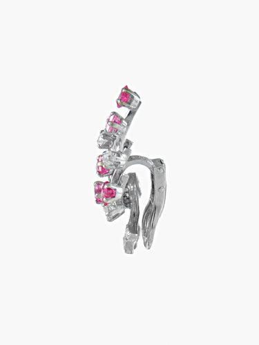 Boucles d'oreilles Clips Or gris Diamants Rubis 58 Facettes